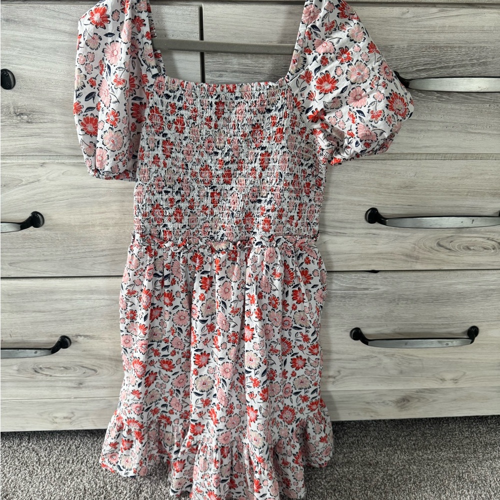Vineyard Vines Floral Kids Dress - Red and Pink